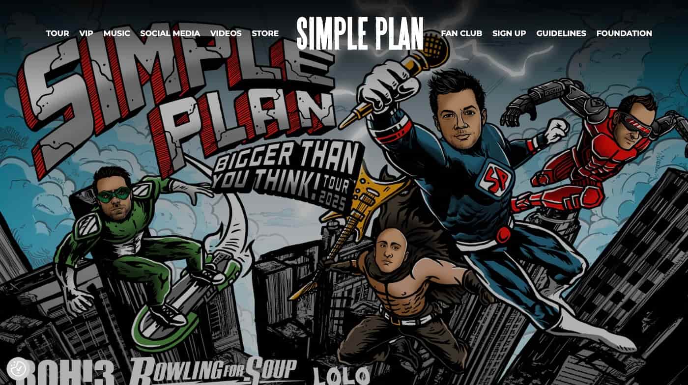 simple plan - best band website